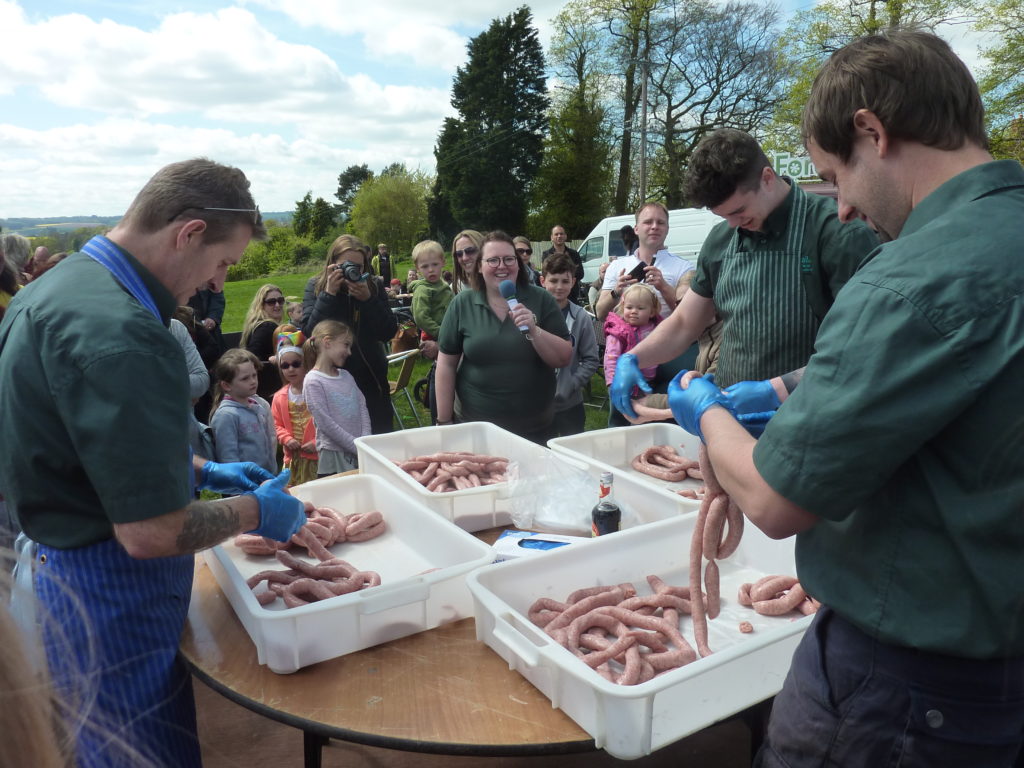 Spring Fete Fordhall Farm Sausage Linking Competition